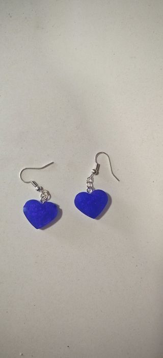 Pendientes Corazón Resina Azul Lila