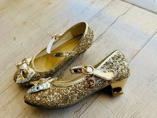 Zapatos purpurina dorados tacón niña talla 36-37
