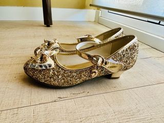 Zapatos purpurina dorados tacón niña talla 36-37