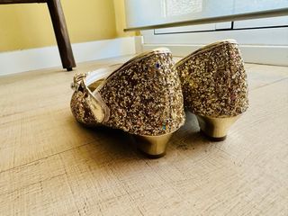 Zapatos purpurina dorados tacón niña talla 36-37