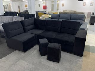 Sofa cama reversible + 2 puff - Envio gratis