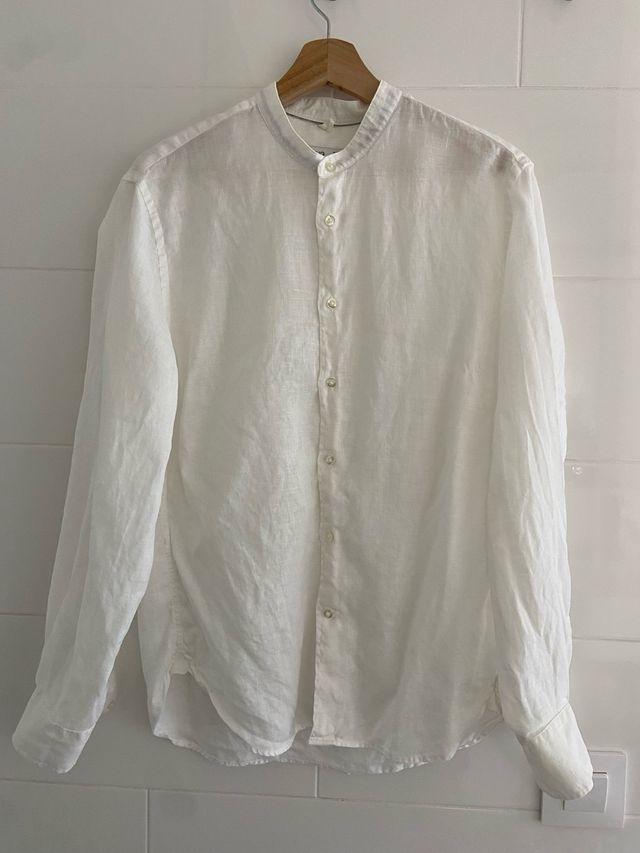 Camisa Cuello mao lino Mango