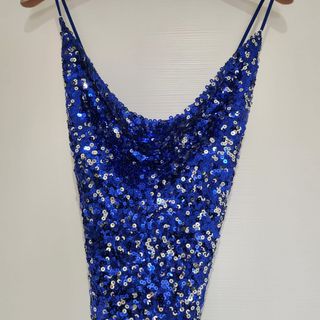 Abito paillettes blu e argento