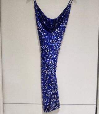 Abito paillettes blu e argento