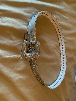 Cintura con strass e fibbia western 100 cm