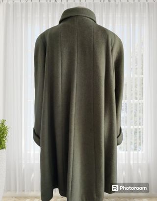 Abrigo lana bufanda y colas verde militar XXL 44 