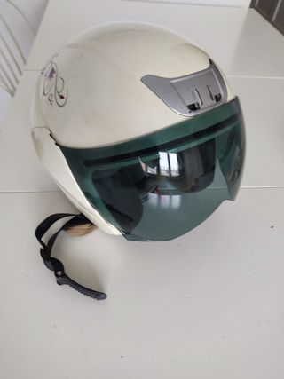 Casco Moto Mujer Blanco con Visera