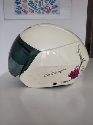 Casco Moto Mujer Blanco con Visera