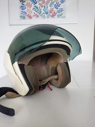 Casco Moto Mujer Blanco con Visera