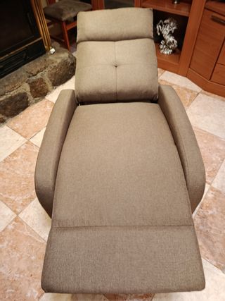 Sillón relax tela beige/marrón