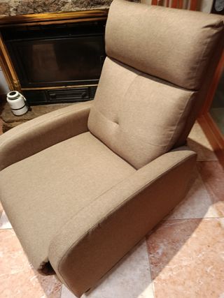 Sillón relax tela beige/marrón