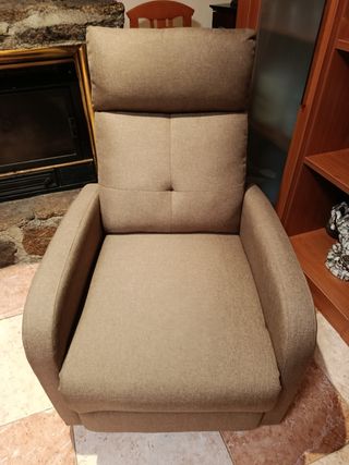 Sillón relax tela beige/marrón
