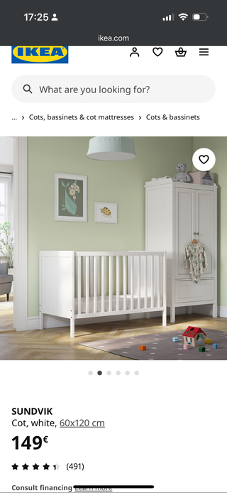 Cuna IKEA SUNDVIK blanca 60x120 cm