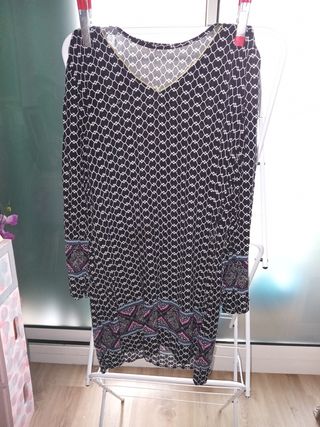 Vestido Boho Negro Multicolor