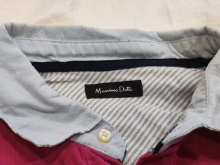 Polo Massimo Dutti manga larga rosa oscuro