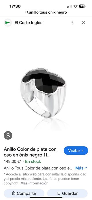 Anillo Tous Ónix Plata Talla 10-11