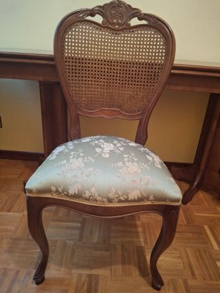 4 Sillas de Comedor Madera y Rattan