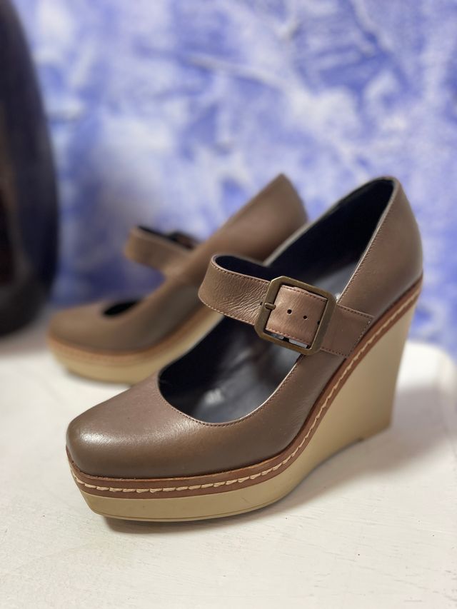 Zapatos Castañer Cuña Ante Marrón