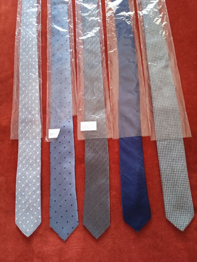 Lote 5 Corbatas Hombre Seda y Viscosa