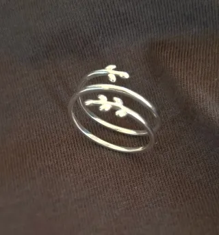 Anillo Plata Ajustable Hojas y Circonitas