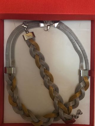 Collar y pulsera dos tonos oro y plata