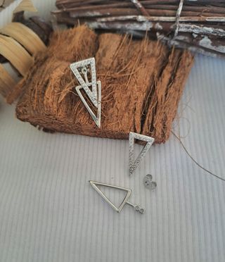 Pendientes Plata Triángulo Brillantes