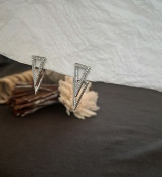 Pendientes Plata Triángulo Brillantes