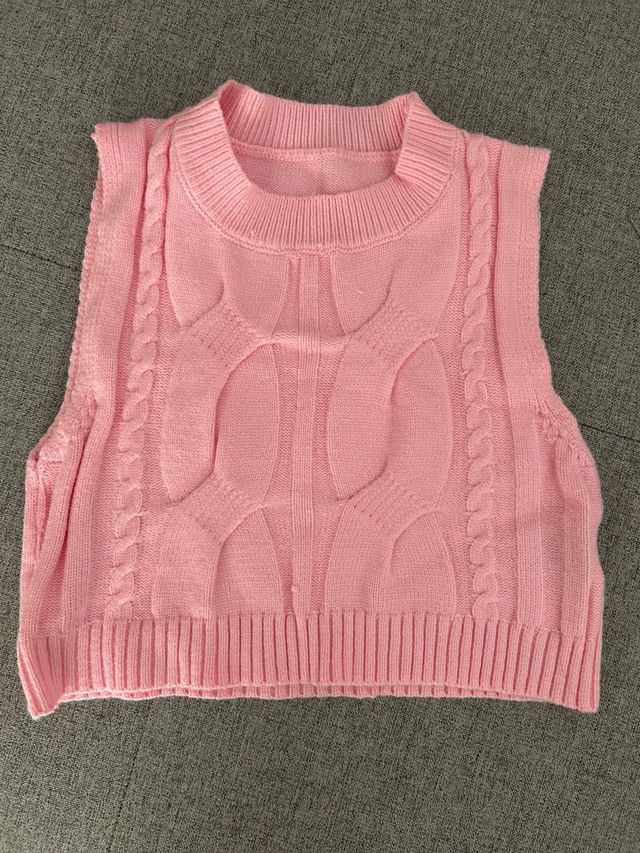 Chaleco de punto rosa
