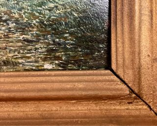 Antiguo óleo en tabla paisaje rural francés S.XIX