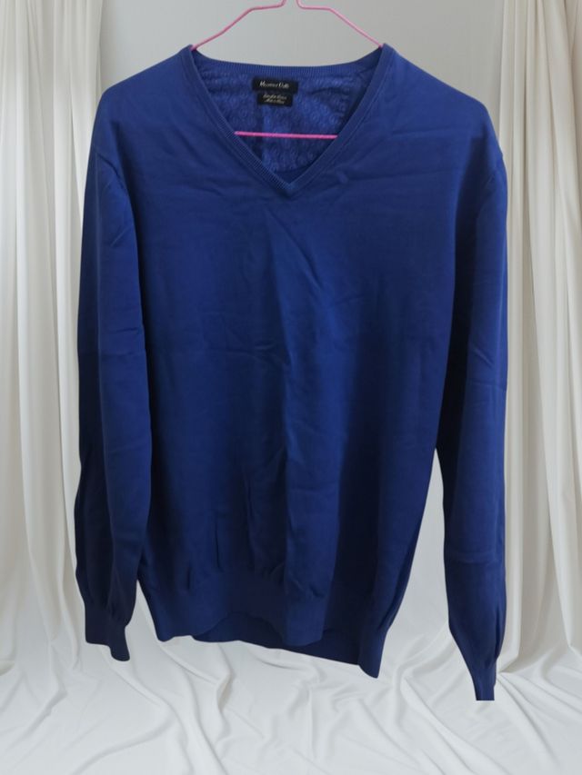 Maglione Massimo Dutti Blu Scollo V Cotone M