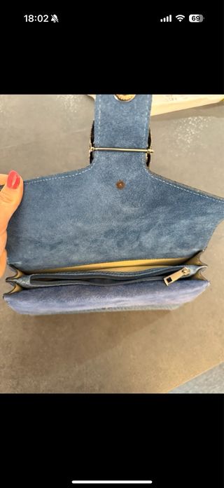 Borsa a tracolla blu e grigia