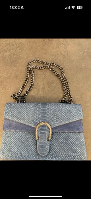 Borsa a tracolla blu e grigia