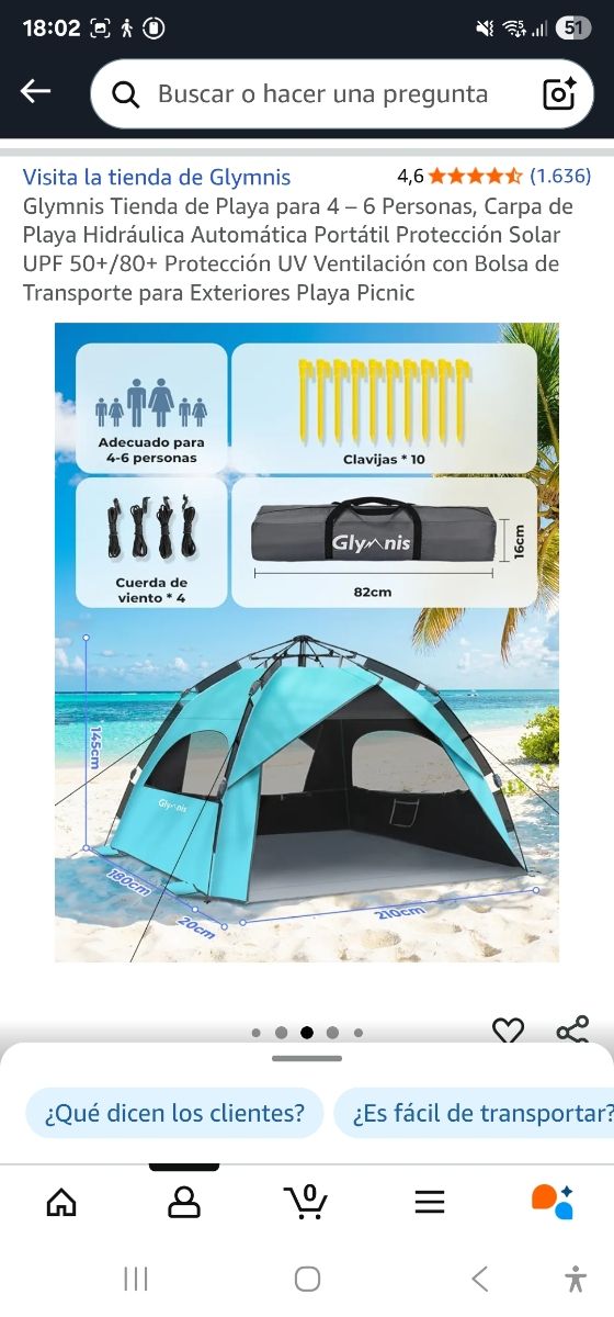 Tienda carpa para playa