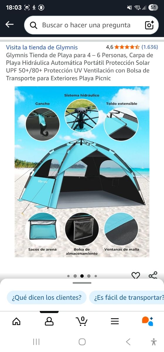 Tienda carpa para playa