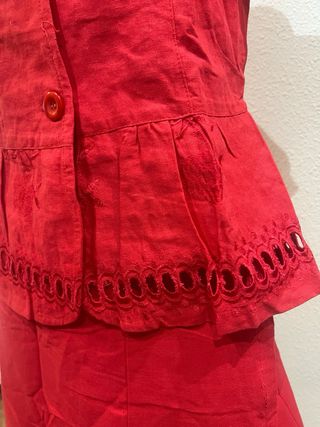 CONJUNTO DE FALDA Y BLUSA ROJO T.42