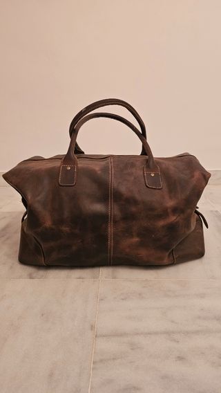 Bolsa de viaje de cuero marrón