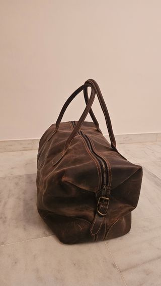 Bolsa de viaje de cuero marrón