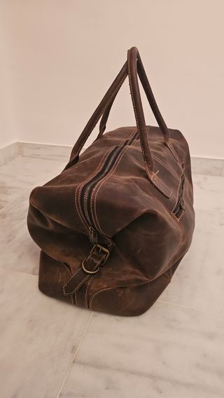 Bolsa de viaje de cuero marrón