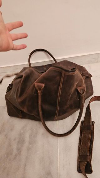 Bolsa de viaje de cuero marrón