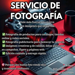 Servicio de contenido, fotografía y diseño.