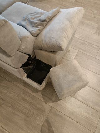 Sofá reclinable gris grande con chaiselongue