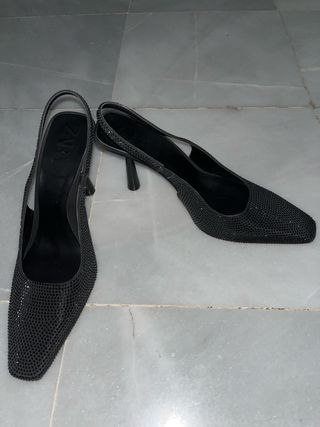 Zapatos Zara Negros Brillantes