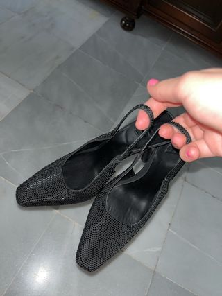 Zapatos Zara Negros Brillantes