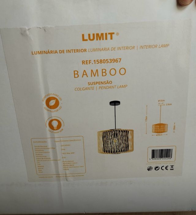 Lámpara de techo de bambú y madera