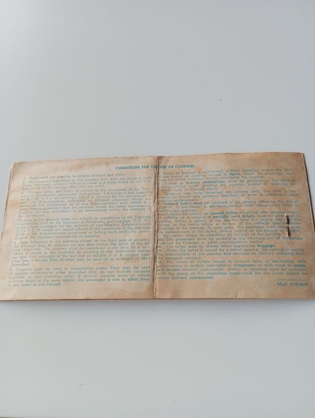 Billete Tren Renfe 1972