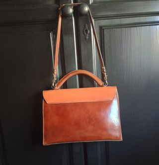 Bolso de piel auténtica marrón