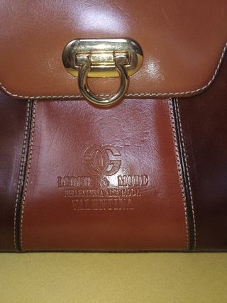 Bolso de piel auténtica marrón