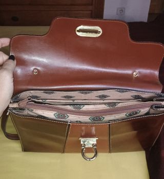 Bolso de piel auténtica marrón