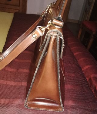 Bolso de piel auténtica marrón