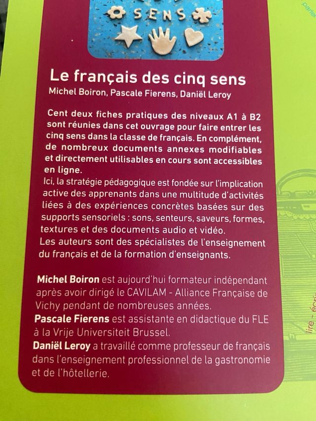 Le français des cinq sens: Niveaux A1 à B2